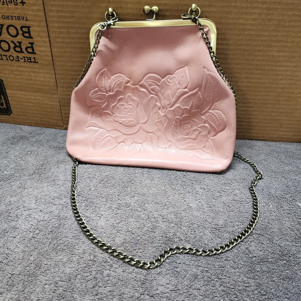 Patricia Nash Pink rose embossed leather purse handbag p1